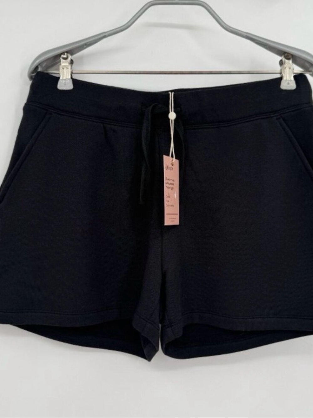 Quince super soft fleece-lined Black Drawstring Lounge Shorts
